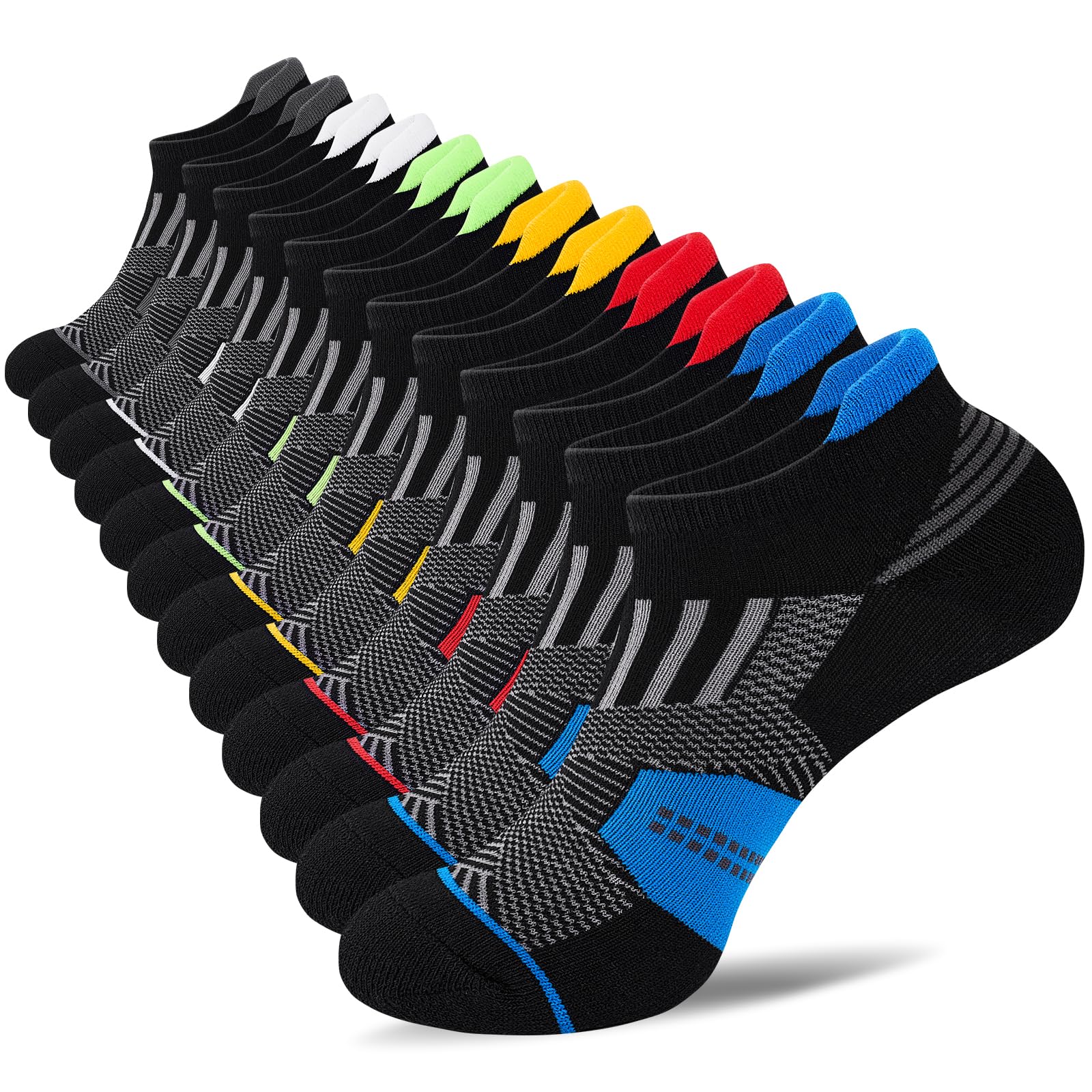 Niorasen Mens Low Cut Ankle Socks, Moisture Wicking Cotton Casual Short Socks, Breathable ＆ Comfy, 6 Pairs, Multicolor, 9-12 - Available at All In One Marketplace Canada