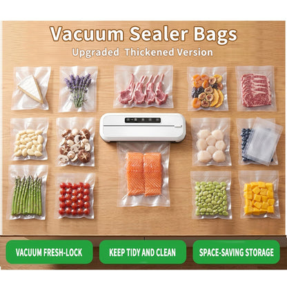 300 Count Vacuum Sealer Bags - Food Saver Bag (8x12,7x10,6x8) Precut Quart for Vacuum Seal, Meal Prep,Sous Vide, BPA Free, Heavy Duty, Commercial Grade Freezer Bags