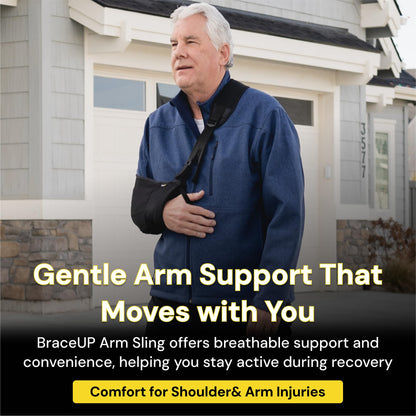 BraceUP Arm Sling for Shoulder Injury - Rotator Cuff Torn, Wrist and Elbow Surgery with Adjustable Padded Arm Support Strap - Available at All In One Marketplace Canada