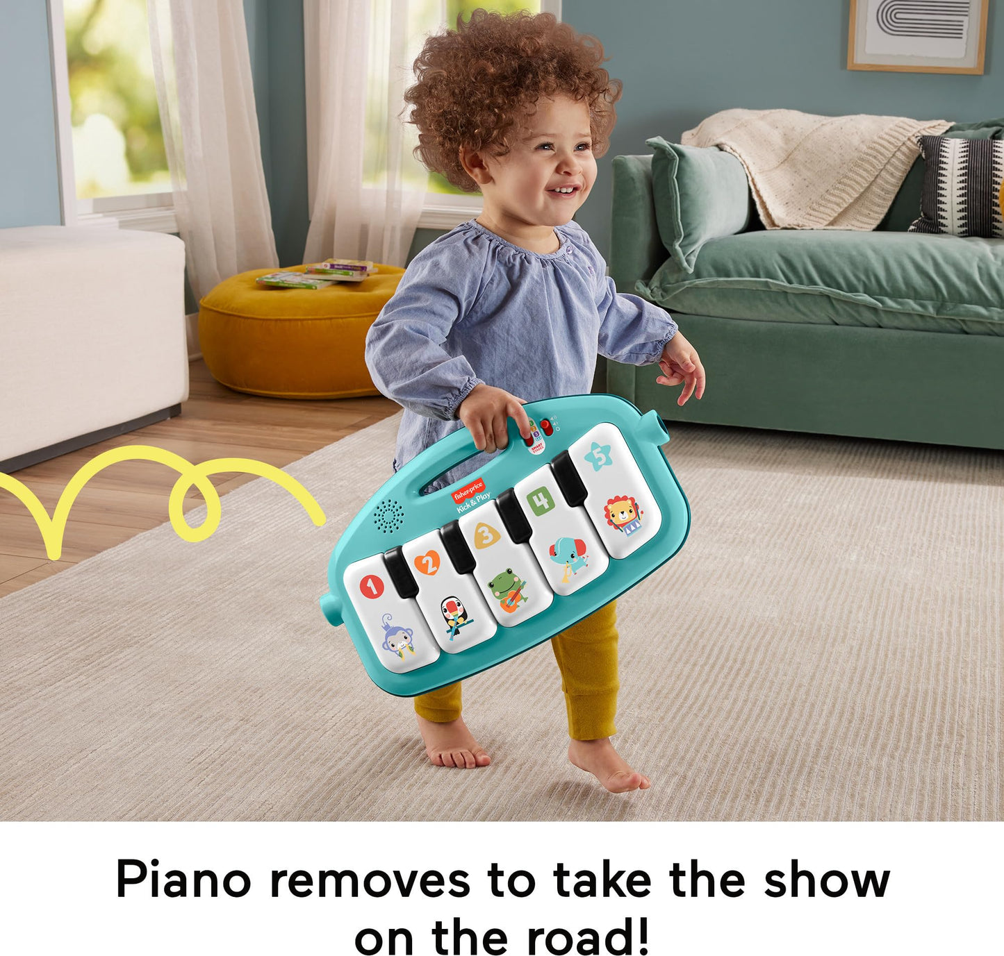 Fisher-Price Baby Musical Toy Set Glow and Grow Kick & Play Piano Gym Blue Playmat with 2 Rattle Maracas for Newborns Ages 0+ Months - Available at All In One Marketplace Canada