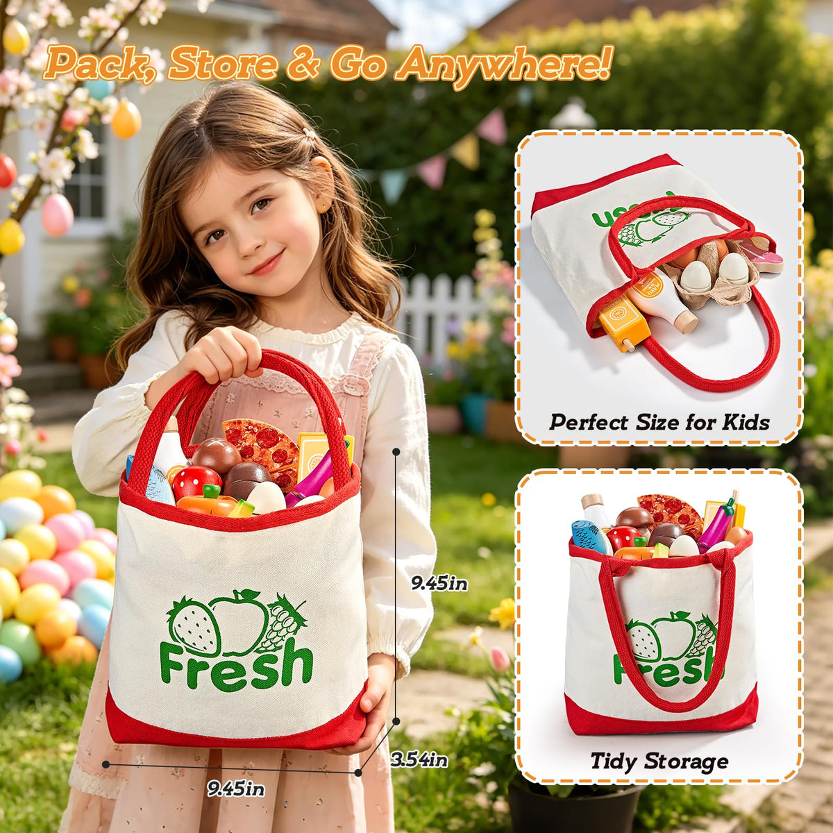 LAUGIGLE Wooden Play Food, Montessori Toy Food with Pizza Toy, Easter Eggs 🍁 All In One Marketplace Canada