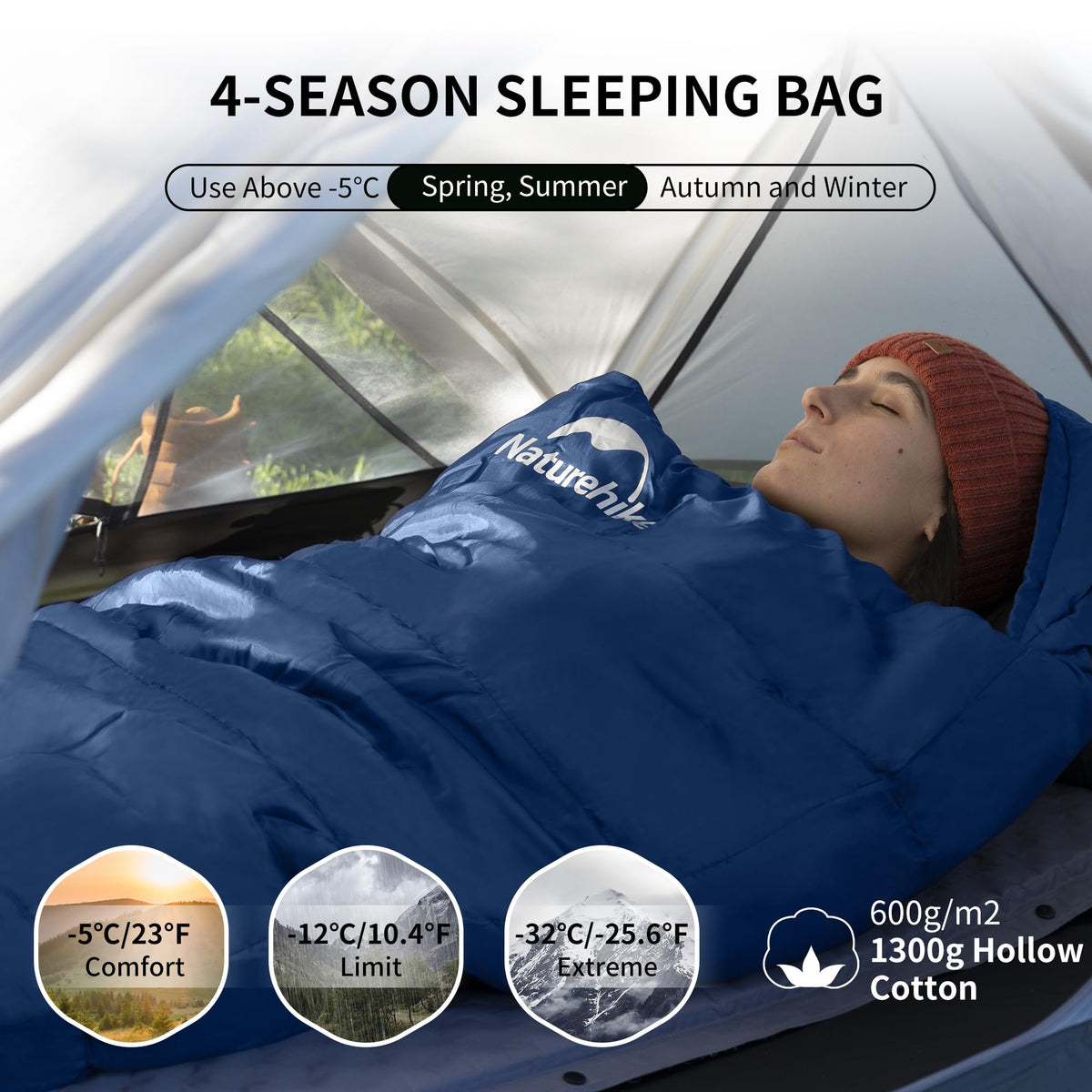 Naturehike Mummy Backpacking Sleeping Bag for Cold Weather, Winter Camping Sleeping Bag for Adults, Cotton Comfortable Sleeping Bag for Hiking,Climbing,Travelling 🍁 All In One Marketplace Canada