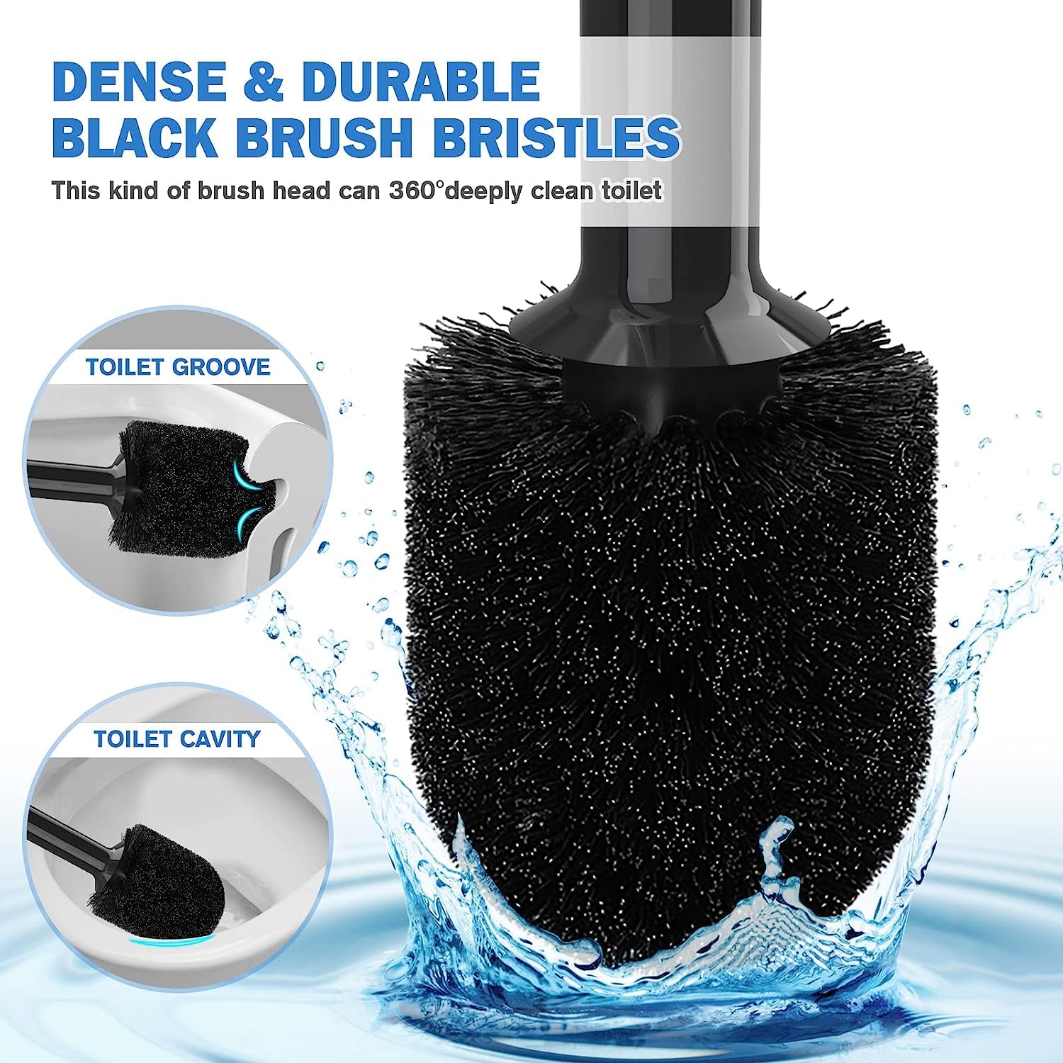 Toilet Plunger and Brush with Holder, Bowl Brush and Heavy Duty Toilet Plunger Set for 5.7-inch Toilet Drain, 2-in-1 Bathroom Cleaning Combo with Modern Caddy Stand (Black) - Available at All In One Marketplace Canada