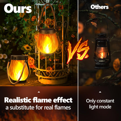 iBaycon 2 Pack Gen2 Solar Lantern Lights USB Ultra-Real Flame, Warm White - Available at All In One Marketplace Canada