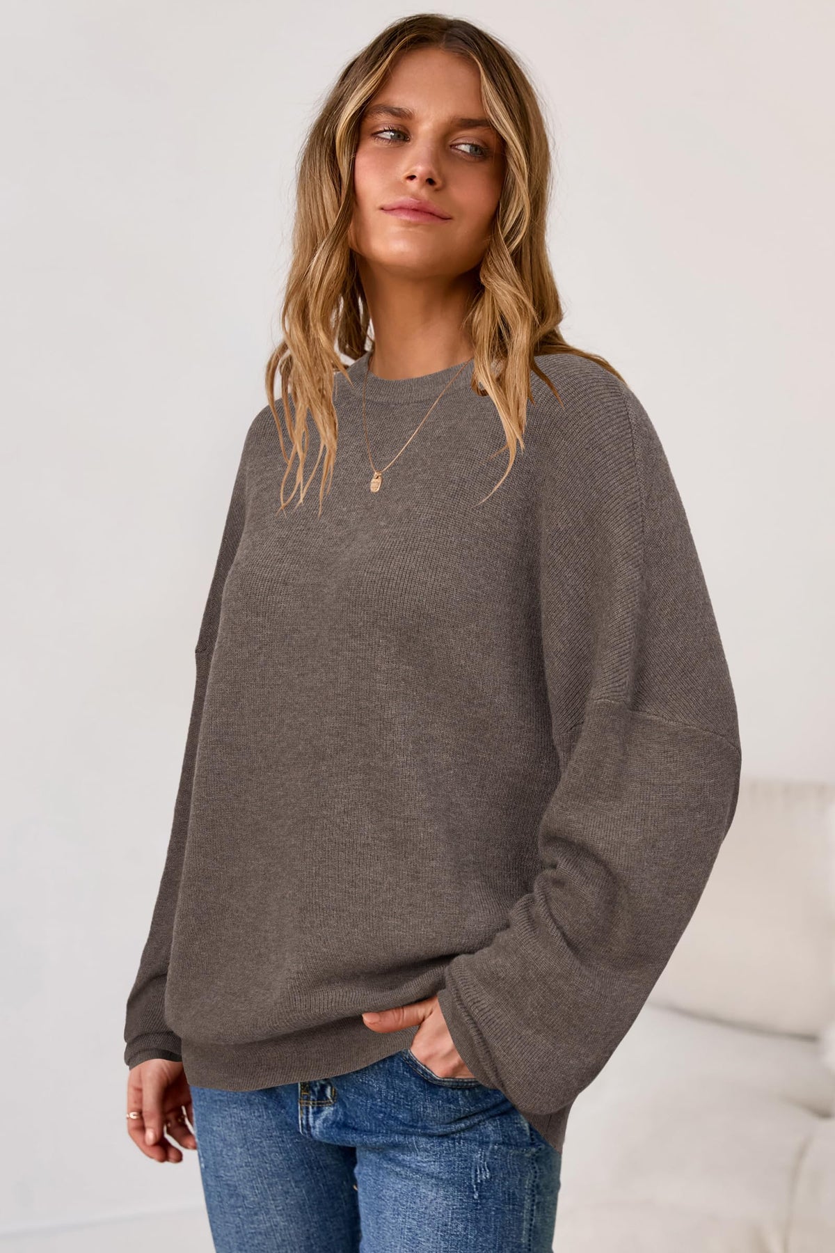 Arach&Cloz Womens Oversized Sweaters Fashion Wool Cashmere Coffee L 🍁 All In One Marketplace Canada