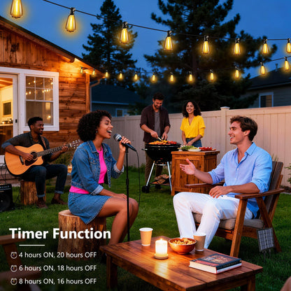 Lomotech Solar String Lights Outdoor Waterproof, 50FT 17+2 LED Shatterproof ST38 Bulbs, Solar String Lights with Remote & Timer, USB & Solar Powered Patio Lights for Outside Backyard Garden Porch - Available at All In One Marketplace Canada