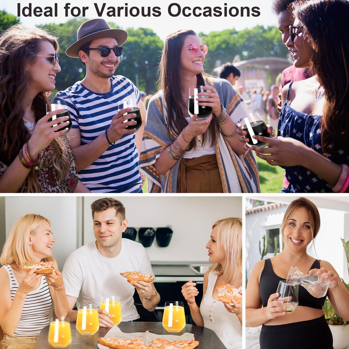GLAZVIA Stemless Wine Glasses Set of 6, 15oz Clear Drinking Glassware 🍁 All In One Marketplace Canada