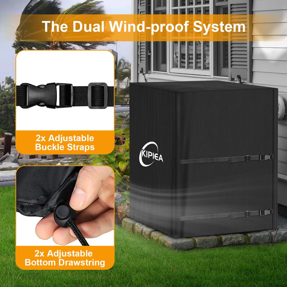 Kipiea Heavy Duty Air Conditioner Cover for Outside Units, Windproof, Anti-UV, Tear & Fade Resistant AC Cover for Winter (24" W x 24" D x 30" H) 🍁 All In One Marketplace Canada