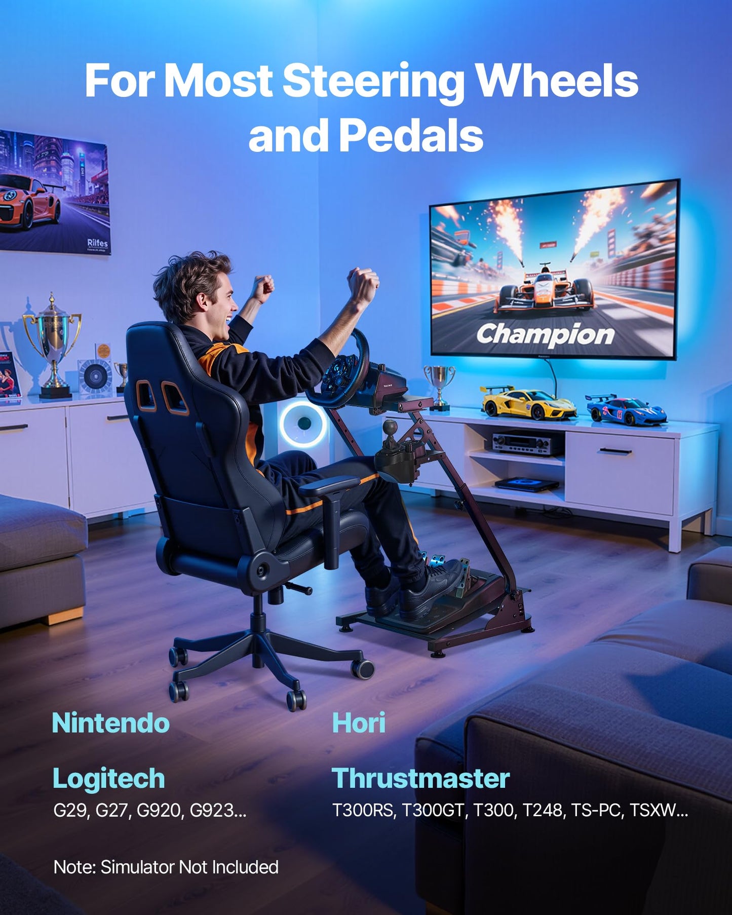 VEVOR Racing Wheel Stand, Adjustable & Foldable Simulator Stand for Logitech G29 G27 G920 G923, Thrustmaster T300RS T300GT T248 TS-PC TSXW Gaming Cockpit,Pedals Simulator NOT Included 🍁 All In One Marketplace Canada