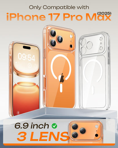 TOCOL Clear Case for iPhone 17 Pro Max, Upgraded Full Camera Protection, Compatible with Magsafe, Shockproof Magnetic Phone Case for 17 ProMax 6.9 inch, Anti-Yellowing (Clear)
