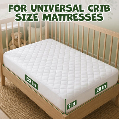 Utopia Bedding Waterproof Crib Fitted Mattress Protector (Pack of 2) - Toddler and Baby Crib Mattress Pad Cover - Soft and Breathable with 7 Inches Deep Skirt (White, 28" x 52")