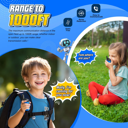Walkie Talkies for Kids, Exssary Toys for 3-6 Year Old Boys Outdoor Toys for Kids 3-5 Walkie Talkie 3 4 5 6 Year Old Boy Gifts Hiking Camping Toy Easter Christmas Birthday Gifts for Boy Blue