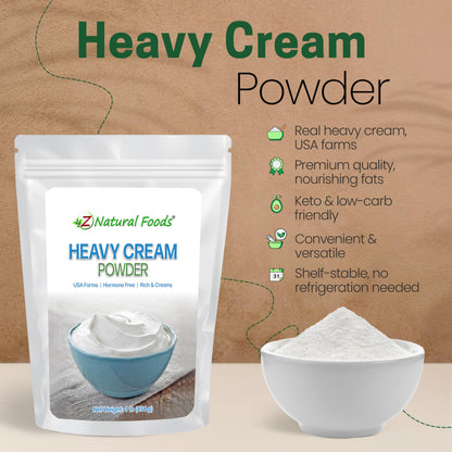 Z Natural Foods Heavy Cream Powder - 1 lb Shelf-Stable Powdered Cream for Coffee, Baking & Cooking