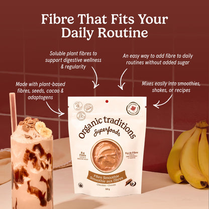 Organic Traditions Fibre Smoothie Chocolate Powder Blend, Superfood, 10.6oz