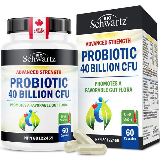 Probiotic 40 Billion CFU - Synbiotics Gut Health - Proudly Canadian Made - Bloating Relief & Digestive Health Support - Guaranteed Potency Probiotics for Men & Women - Shelf Stable, Non-GMO, 60ct