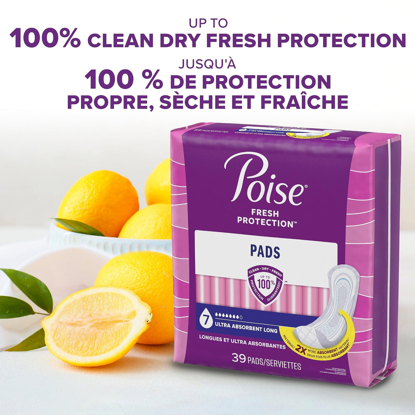 Poise Incontinence Pads for Women/Bladder Leakage Pads/Bladder Control Pads, 7 Drop, Ultra Absorbency, Long Length, 24 Count 🍁 All In One Marketplace Canada