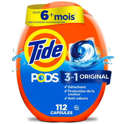 Tide PODS Laundry Detergent Pacs, Original Scent, Powerful 3-in-1 Clean in one Step, HE Compatible, 112 Count