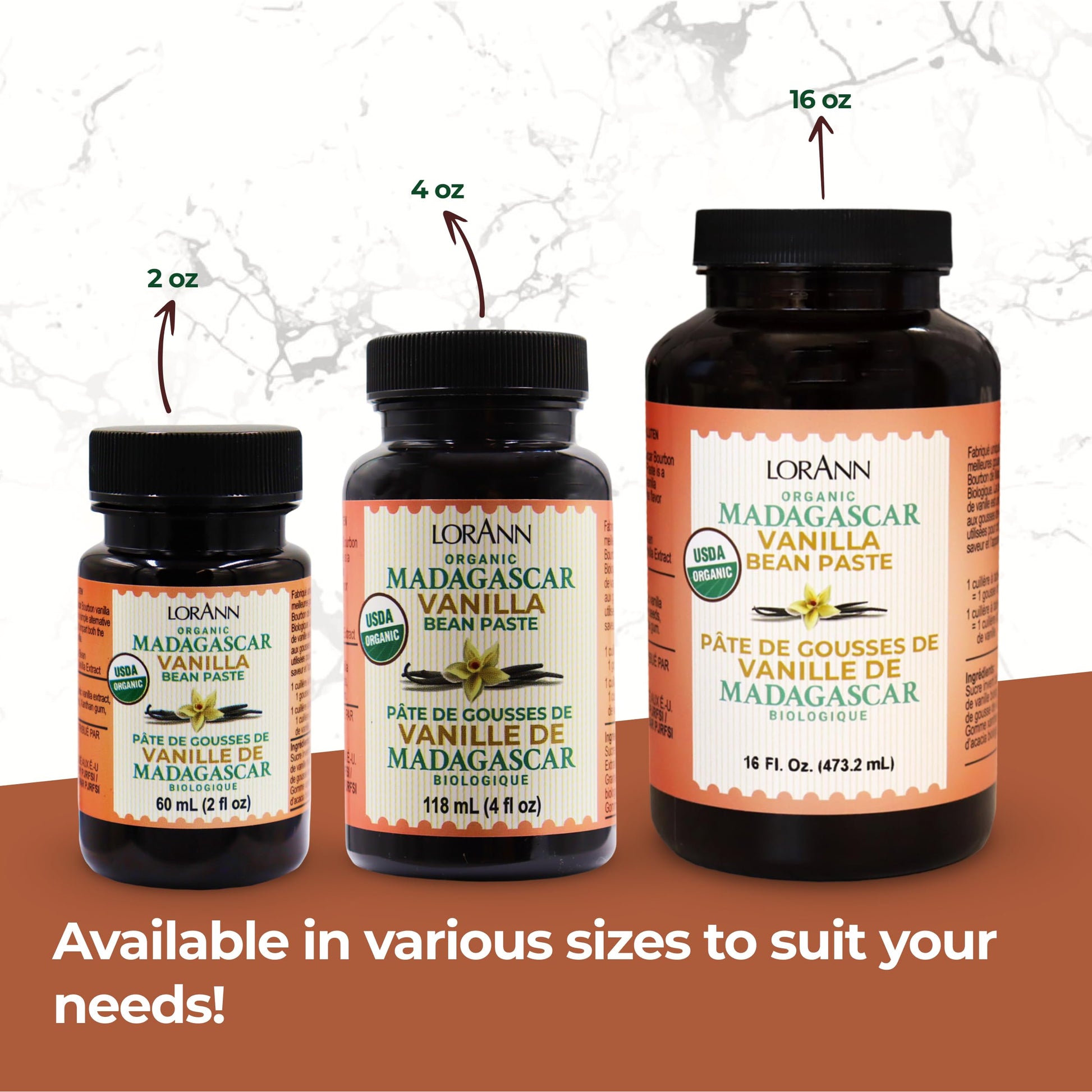 LorAnn Organic Madagascar Vanilla Bean Paste 4oz – Pure Madagascar Bourbon Vanilla with Real Seeds for Baking & Desserts – Vegan & Kosher