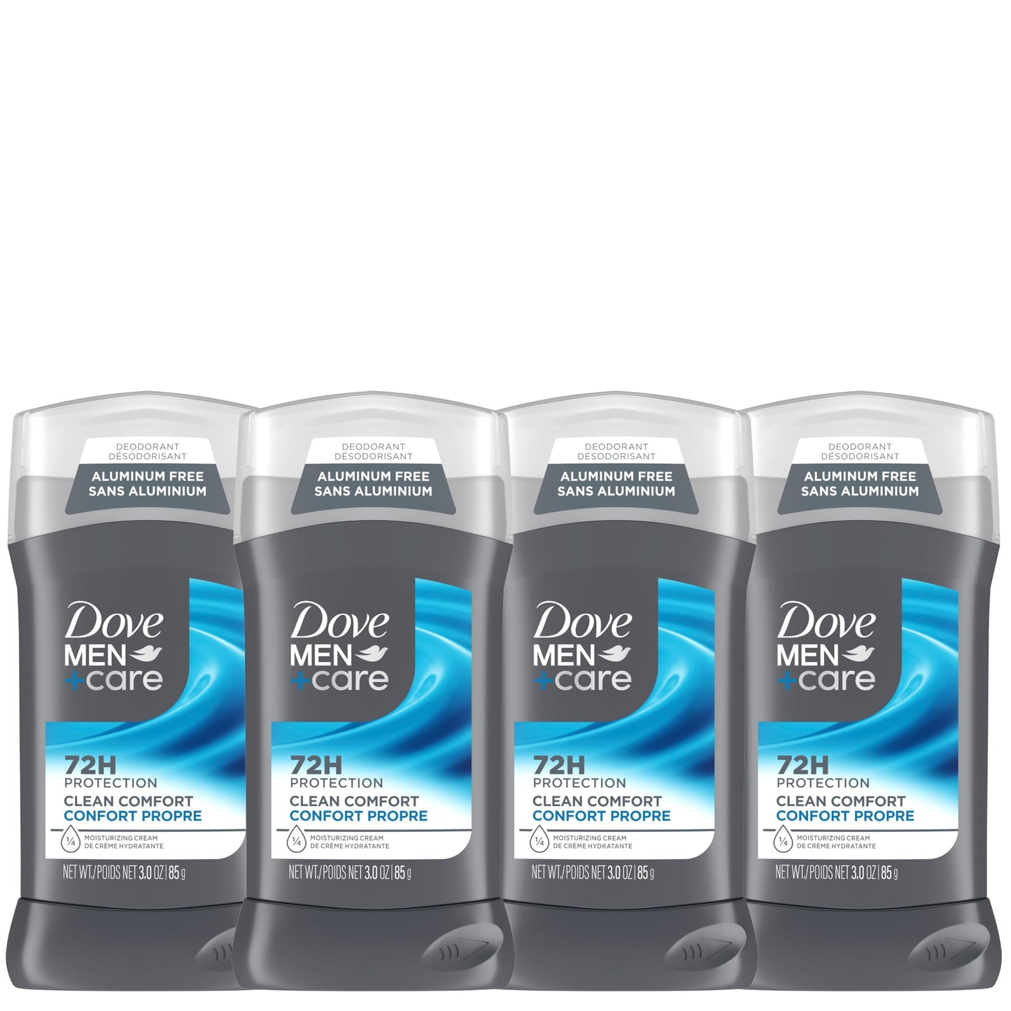 Dove Men+Care Deodorant Stick aluminum-free deodorant formula for 72H protection Clean Comfort with ¼ moisturizing cream, 85g (Pack of 4)