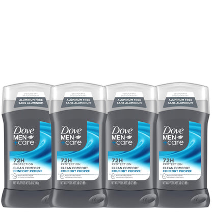 Dove Men+Care Deodorant Stick aluminum-free deodorant formula for 72H protection Clean Comfort with ¼ moisturizing cream, 85g (Pack of 4)