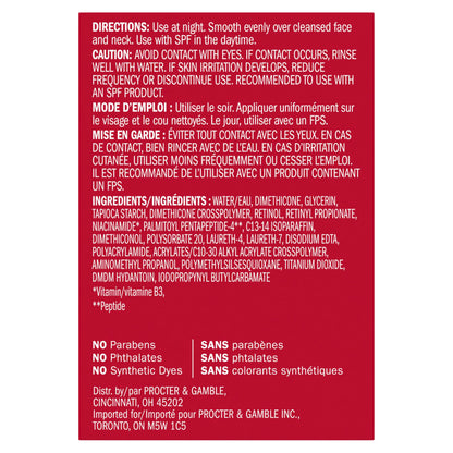 Olay Retinol 24 Face Moisturizer, Anti-Aging Night Cream for Women, Fragrance-Free, Non Greasy - Anti-Wrinkle, Smooth Fine Lines, Tightening, Hydrating Skin Care - Peptides, Glycerin, 50 mL Olay