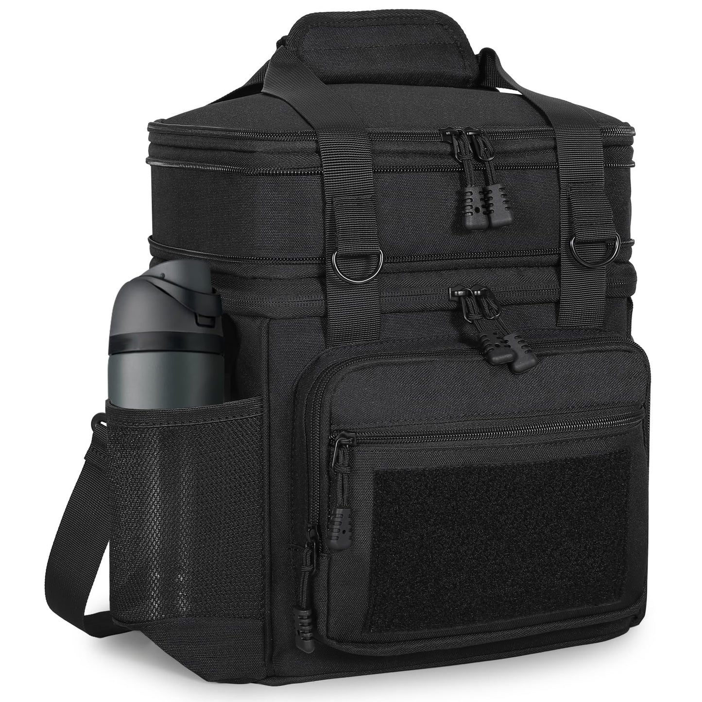 Tactical Lunch Box Cooler Bag - Expandable Insulated Lunch Bag for Men Daily - Large Lunchbox for Adults Work Shifts Outdoor Trips Black 16L - Available at All In One Marketplace Canada