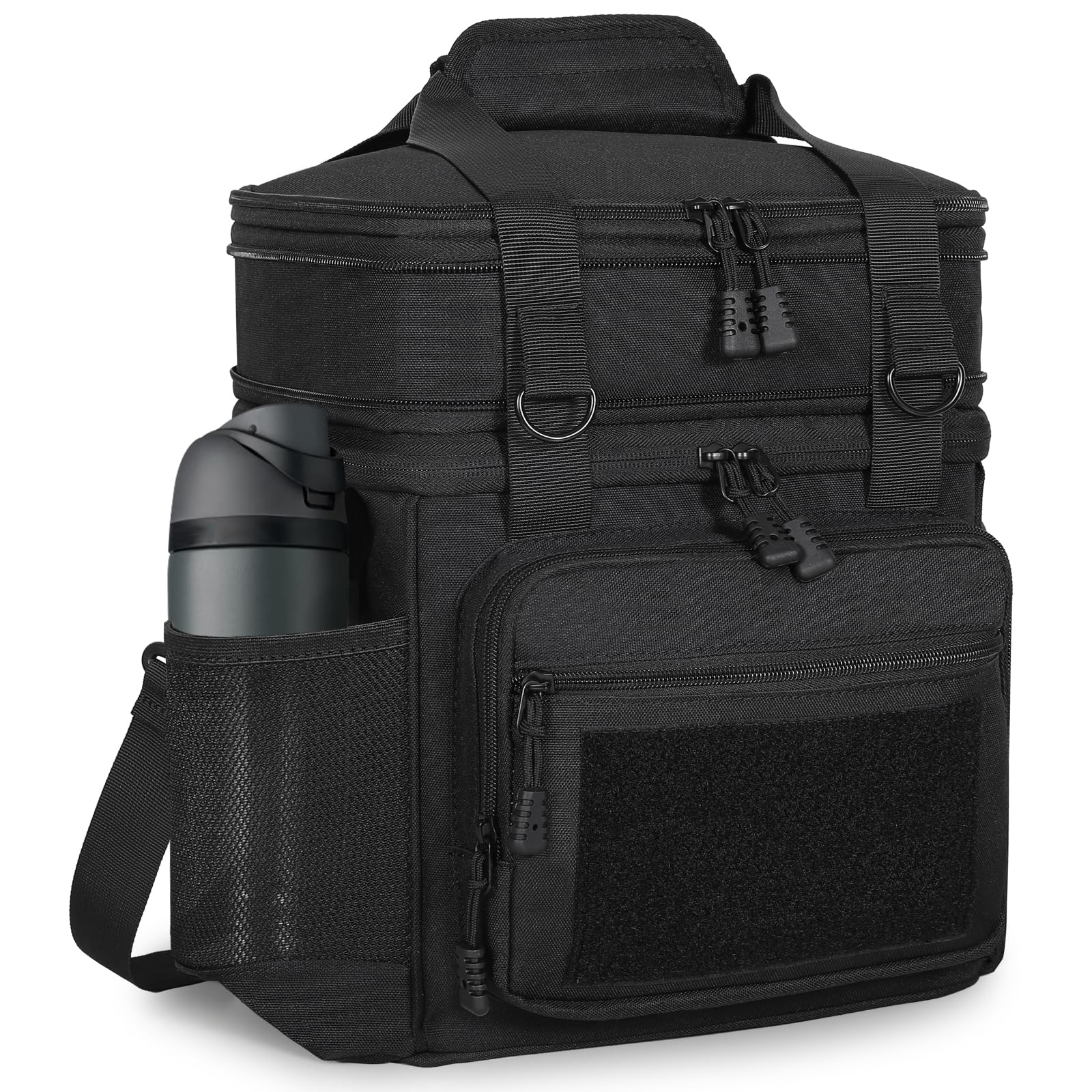 Tactical Lunch Box Cooler Bag - Expandable Insulated Lunch Bag for Men Daily - Large Lunchbox for Adults Work Shifts Outdoor Trips Black 16L - Available at All In One Marketplace Canada