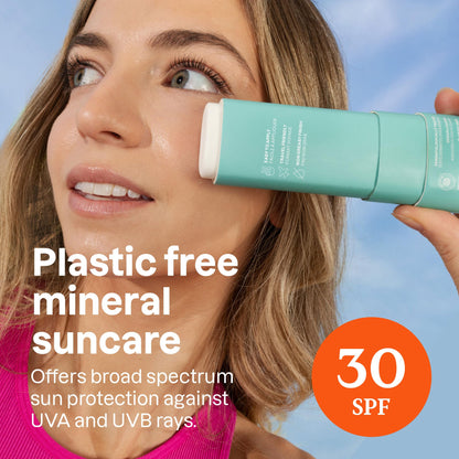 ATTITUDE Mineral Face Sunscreen Stick with Zinc Oxide, SPF 30, Made in Canada, EWG Verified,Plastic-Free, Broad Spectrum UVA/UVB Protection, Dermatologically Tested, Vegan, Unscented, 20 grams ATTITUDE