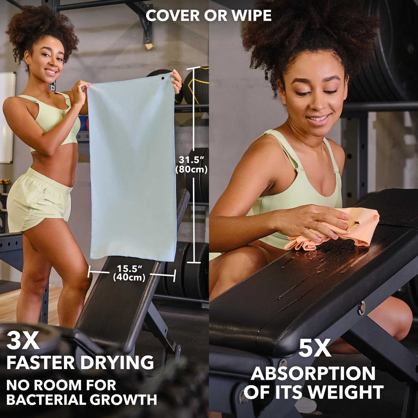 Microfiber Workout Towels - Quick Dry, Highly Absorbing, Odor-Free, for Women & Men - Gym Sweat Sports Towel for Hot Yoga, Tennis, Running, Exercise, Working Out, Camping, Set of 5 Pastel