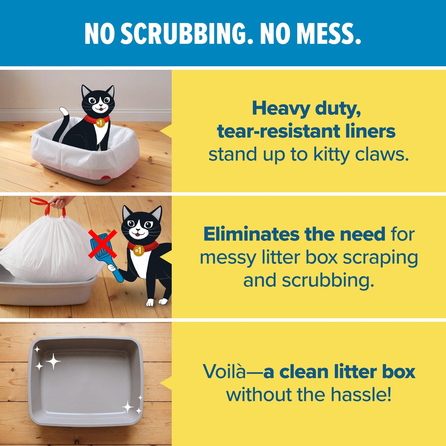 Jonny Cat Litter Box Liners: Heavy Duty - Tear & Leak Resistant - Drawstring Close - Jumbo, 15 Count JONNY CAT