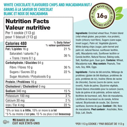 Lenny & Larry's The Complete Cookie – White Chocolate Flavored Macadamia 113g BOX OF 12 – High Protein Snack with 16g Plant Protein – Soft-Baked Low Sugar Cookies High in Fibre, Non-GMO & Vegan 🍁 All In One Marketplace Canada