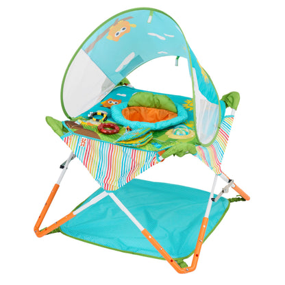 Bright Starts Pop 'N Jump Portable Activity Jumper, Indoor/Outdoor Use, Owl Forest with 4 Sensory Toys, Ages 6-12 Months Bright Starts