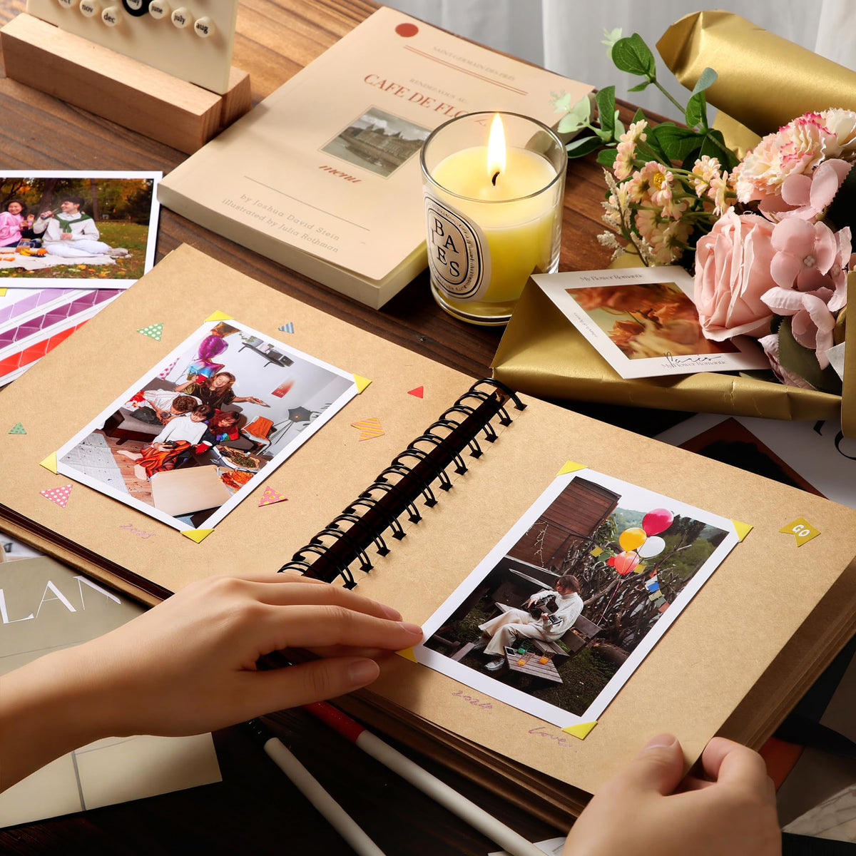 80 Pages Scrapbook Photo Album Brown Kraft Thick Paper Square 20.5x20.5cm DIY Memory Book 250GSM Scrapbooking Kit 15 Rings for Wedding Birthday Christmas PAP21SKP40 🍁 All In One Marketplace Canada