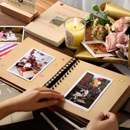 80 Pages Scrapbook Photo Album Brown Kraft Thick Paper Square 20.5x20.5cm DIY Memory Book 250GSM Scrapbooking Kit 15 Rings for Wedding Birthday Christmas PAP21SKP40 🍁 All In One Marketplace Canada