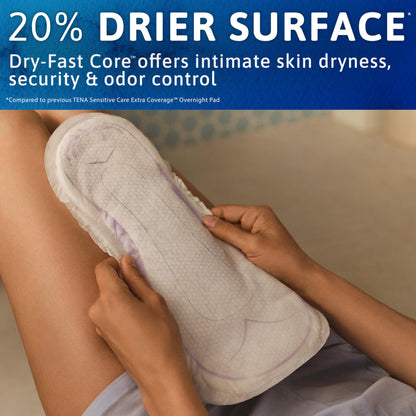 TENA Sensitive Care Overnight Extra Coverage Incontinence Pad for Women, Postpartum and Bladder Control, 90 Count - Available at All In One Marketplace Canada