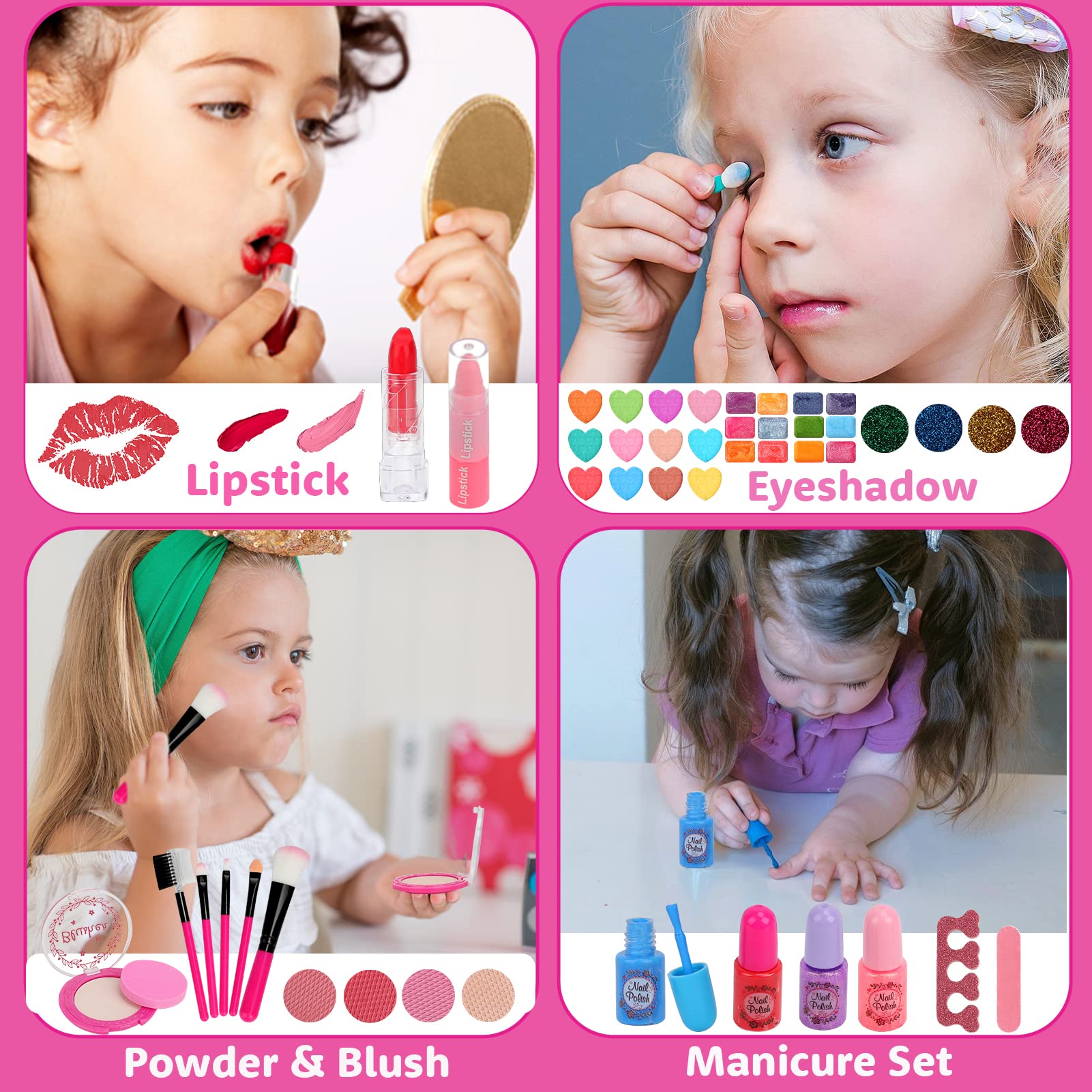 Teensymic Kids Makeup Kit for Girls, 54PCS Washable Makeup Toys, Age 3-13, Princess Theme, Girl Toys, Social Skill, Hand-Eye Coordination - Available at All In One Marketplace Canada