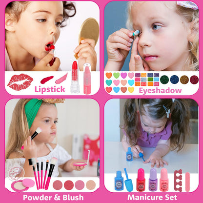 Teensymic Kids Makeup Kit for Girls, 54PCS Washable Makeup Toys, Age 3-13, Princess Theme, Girl Toys, Social Skill, Hand-Eye Coordination - Available at All In One Marketplace Canada