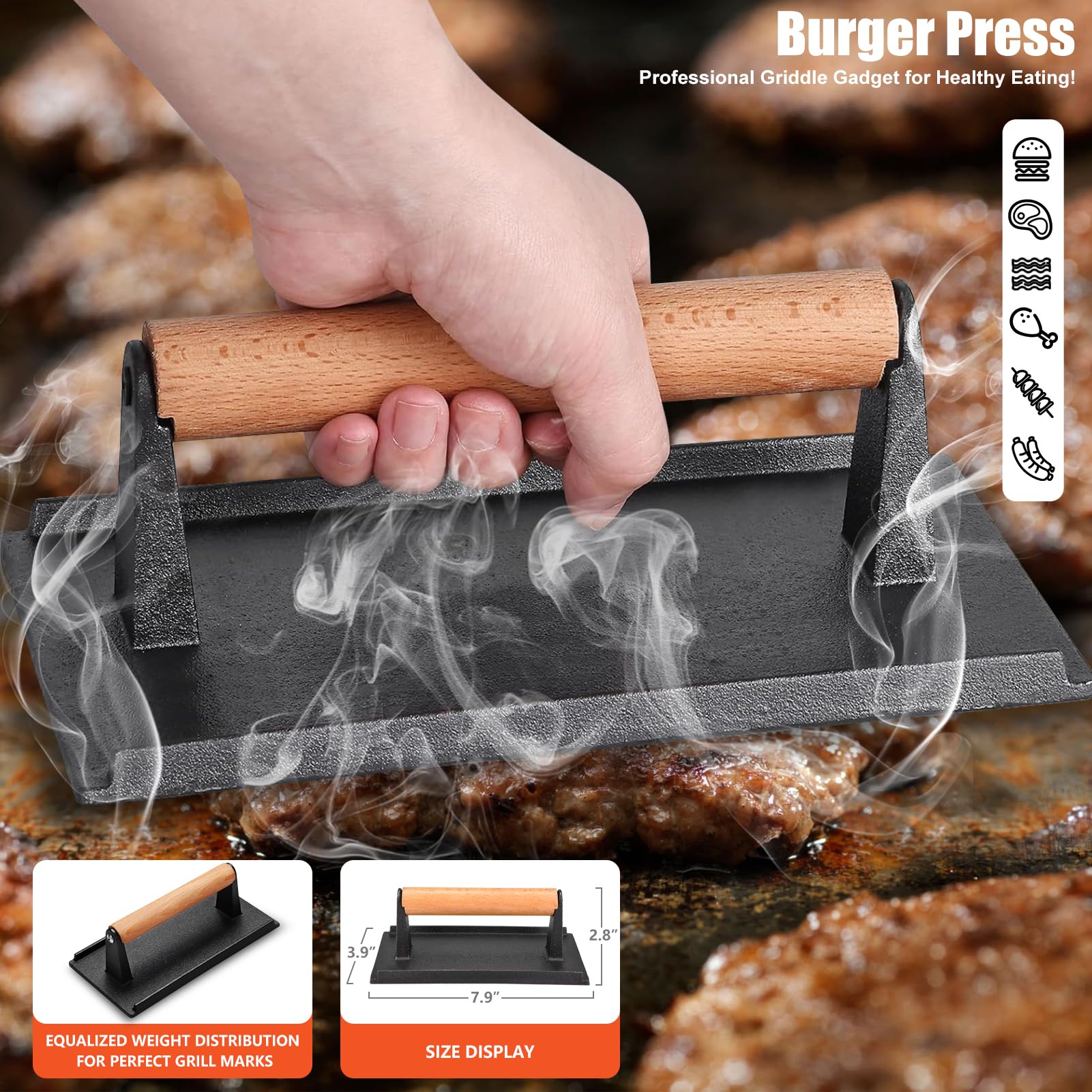 RINPIR 42pcs Griddle Accessories Kit for Blackstone, Flat Top Grill Spatula Set with Enlarged Spatulas, Melting Dome and Burger Press, Professional Hibachi Tools Gifts for Outdoor BBQ Teppanyaki - Available at All In One Marketplace Canada
