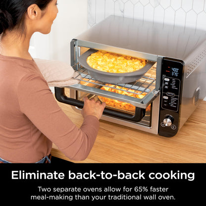 Ninja 12-in-1 Double Oven with FlexDoor, Rapid Top, Convection & Air Fry Bottom, Roast, Toast, Pizza, Stainless, DCT401C