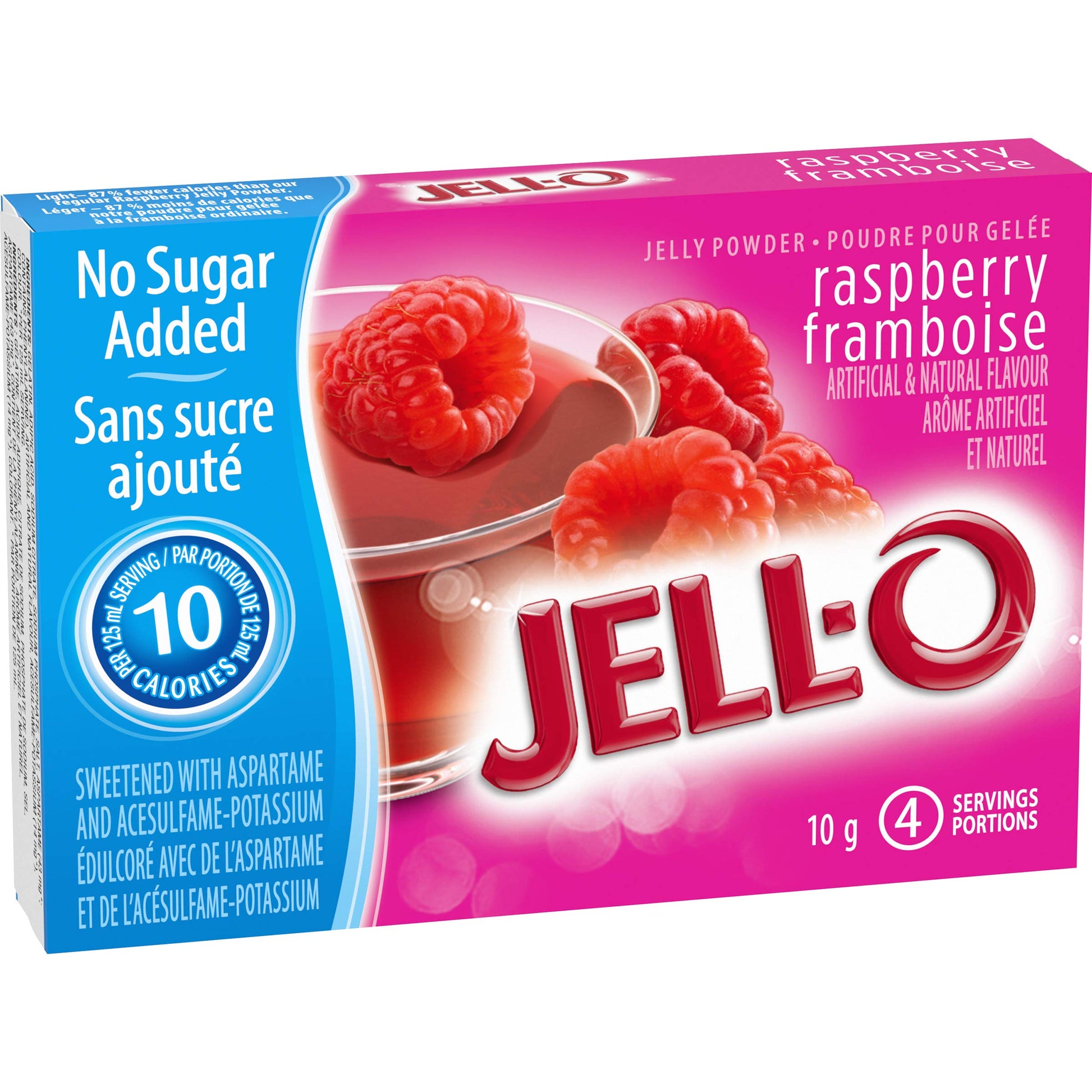 Jell-O Zero Sugar Raspberry Jelly Powder Mix, 10 g Box (Pack of 18)