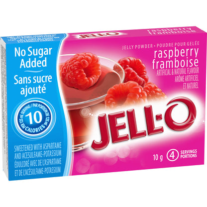Jell-O Zero Sugar Raspberry Jelly Powder Mix, 10 g Box (Pack of 18)