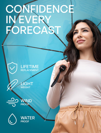 Repel Windproof Travel Umbrella - Compact & Withstands Winds up to 100MPH, Strongest Premium Auto Folding Umbrella for Rain and Sun - Durable, Light & Portable for Women & Men, Fits Backpack & Cars - Available at All In One Marketplace Canada