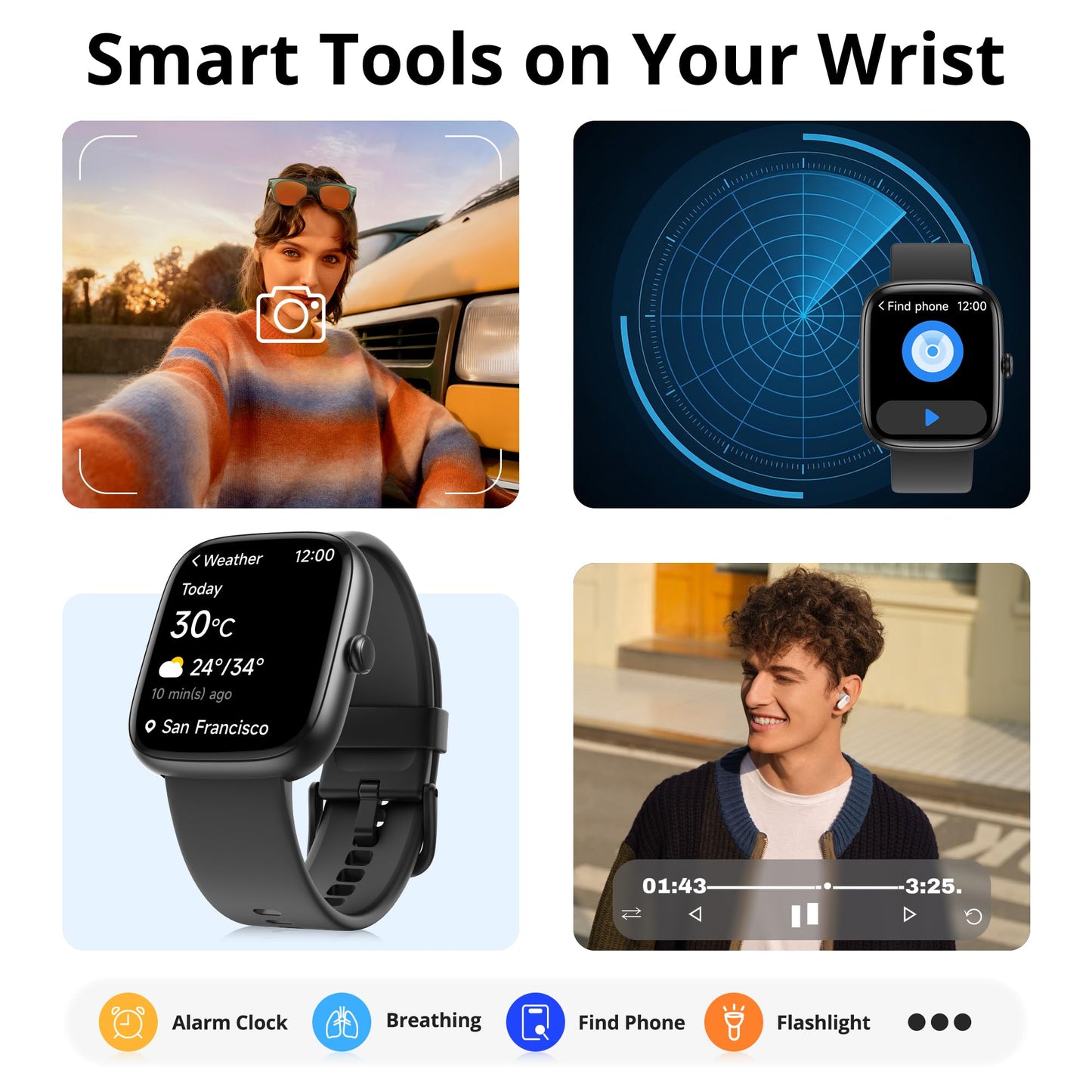 Fixwink Smart Watch for Men Women (Answer/Make Call), 1.83" HD Fitness Tracker with Heart Rate/SpO2/Sleep Monitor, Pedometer, 120+ Sport Modes, IP67 Waterproof, 7-Day Battery, for iOS Android, Black
