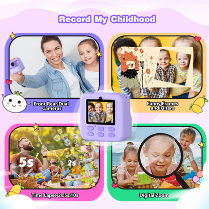 masterbee Kid Camera Instant Print Photo, Birthday Gifts for Girls and Boys, Kids Digital Camera Toys, 1080P HD Video, 3 4 5 6 7 8 9 10 11 12 Year Old Boy Gifts/Girl Gifts