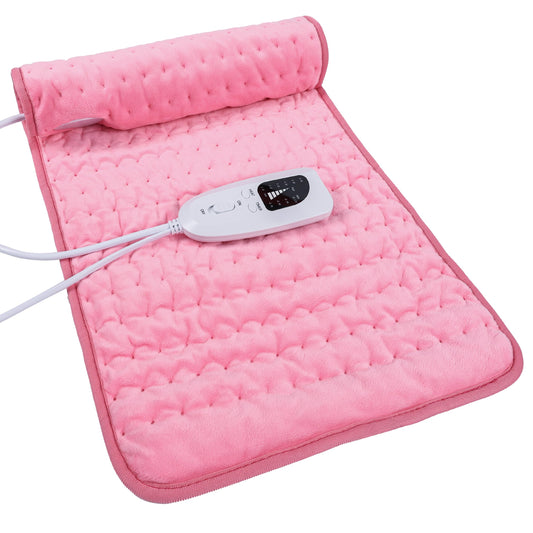 Heating Pad Electric Heat Pad, Hot Heated Pad,Moist Heat Heating Pad Moist and Dry Heat,Multiple Temp and Timer Settings (Light pink, 24"X12")