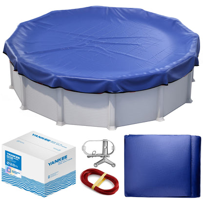 Winter Pool Cover 28 ft Round for Above Ground | Extra Thick & Durable Above-Ground Pool Cover | Sapphire Series of Premium Cold- and UV-Resistant Pool Cover | by Yankee Pool Pillow 🍁 All In One Marketplace Canada