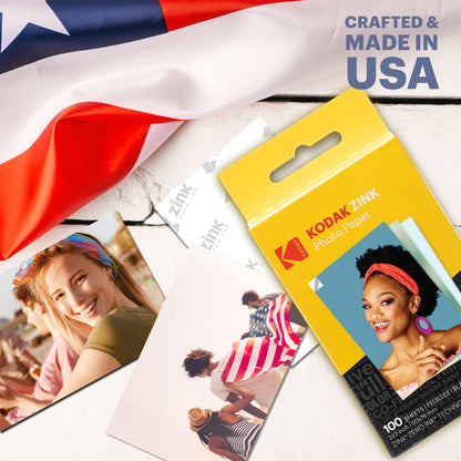 Kodak Zink Photo Paper 2x3 Inches (100 Sheets) Compatible with Kodak Step, Step Slim, Printomatic, Printomatic+, Smile+, Step Touch 🍁 All In One Marketplace Canada
