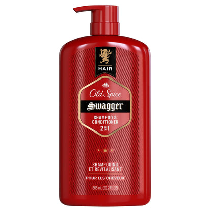 Old Spice Swagger 2in1 Shampoo and Conditioner for Men, Twin Pack, 1.73 L Total (865 mL Each) Old Spice