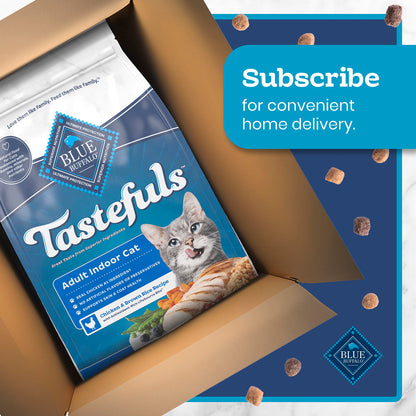 Blue Buffalo Tastefuls Chicken & Brown Rice Recipe Dry Indoor Cat Food for Adult Cats, Real Chicken First, Deliciously Healthy Natural Cat Food, Supports Digestive Care and Coat Health, 22 lbs.