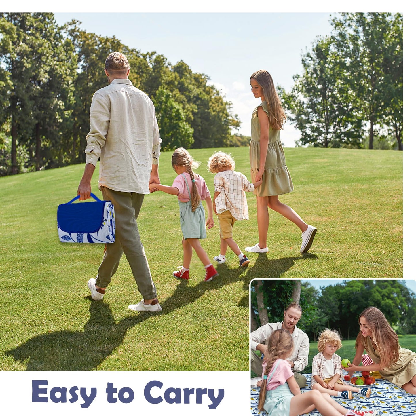 Habaylin Picnic Blanket Large, 79"X79" Waterproof Extra Large Beach Blanket, Foldable Picnic Blanket for Hiking, Party, Camping on Grass Sandproof Handy Picnic Mat - Available at All In One Marketplace Canada